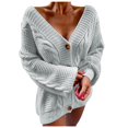 thumbnail image 2 of Vedolay Winter Coats for Women Button Down V Neck Soft Knit Cardigan Coats 2023 Grey,A, 2 of 3