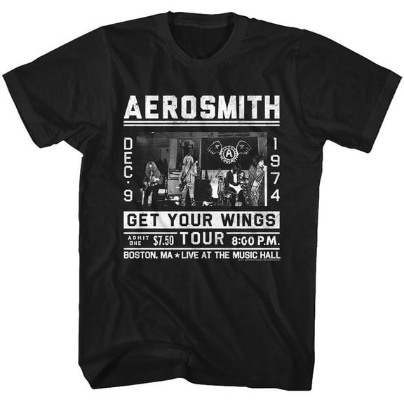Aerosmith Wings Tour 64 Black Adult T-Shirt 4Xl