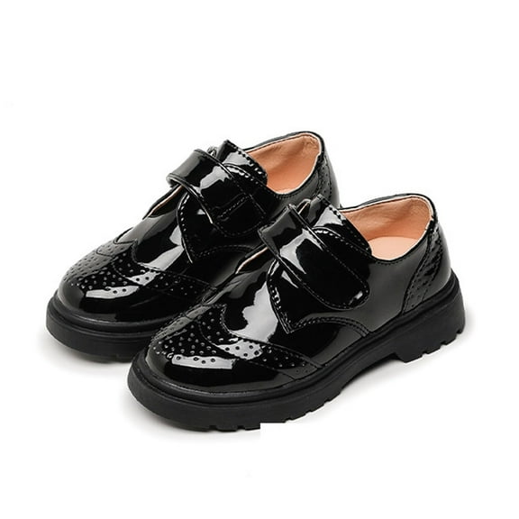 Cethrio Big Boys Dress Shoes, Non-slip Party Casual Lace-Up School Uniform Shoes Black Size 1(Big Kids)