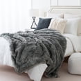 thumbnail image 4 of ZXNYH Grey Faux Fur Throw Blanket for Couch,Sofa,Bed, Super Soft, Cozy, Fuzzy, Fluffy, Elegant, Decorative Couch Blanket Reversible to Plush Velvet, 50"x60", 4 of 7