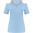 thumbnail image 4 of Summer Tops for Women 2024 Trendy Boho Short Sleeve Wrap Blouse Casual Button Down Shirts for Women Tops Fashion, 4 of 4