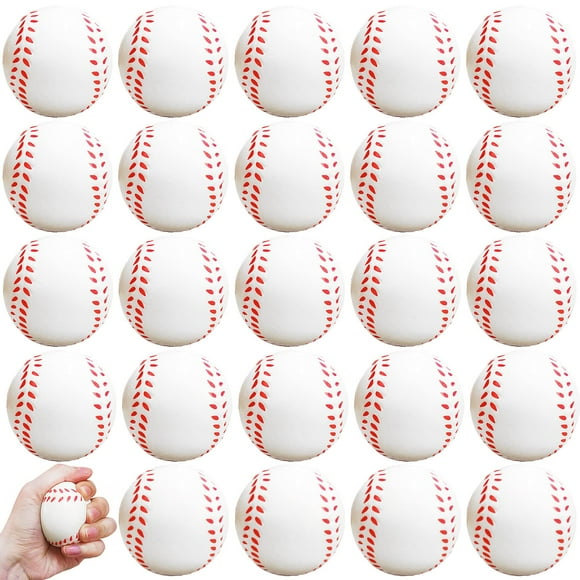 24 pelotas de béisbol antiestrés de 2,5 pulgadas, mini pelota de béisbol de espuma exprimible, pelota deportiva relajante para fiestas temáticas, decoración, alivio de la ansiedad