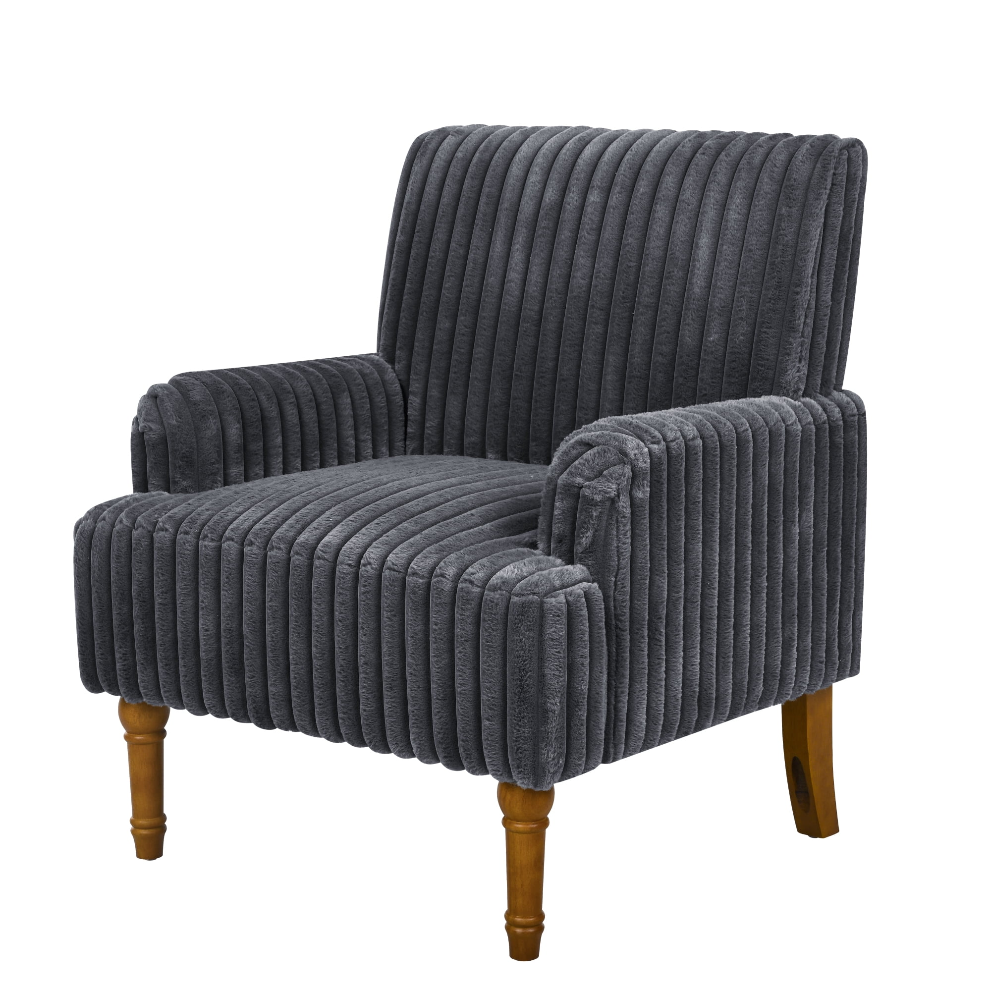 Jopath Modern Accent Chair with 2" Wide Wale Corduroy, 9" Solid Wood Legs, Comfortable Upholstered Armchair for Living Room Bedroom Reading Room Dark Gray
