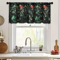 thumbnail image 3 of Birds & Butterflies Printing Curtain Valances, Rod Pocket Boho Short Drapes for Kitchen, Pom Pom Tasseled Small Window Treatment for Bathroom, 52 x 18, 1 Piece, 3 of 6