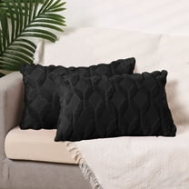 REGALWOVEN Short Plush Decorative Throw Pillow Covers Set of 2 for Living Room Black 18" x 18"