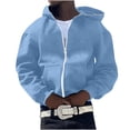 thumbnail image 2 of HOOMEUMY Mens Hoodie Athletic Jacket Drop Shoulder Clothes Fashion 2025 Trendy Classic Solid Coat Front Open Jacket Zipper Design Casual Workout Light Blue XXXL, 2 of 5