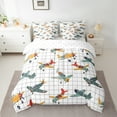 thumbnail image 2 of Manfei Orange Green Airplane Twin Bedding Sets 7pcs, Gray Plaid Bedding Comforter Set, Aircraft Transportation Theme Sheet Sets, Luxury Bedroom Decor, 2 of 8