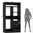 thumbnail image 4 of Homieasy 36'' Freestanding Closet System with Drawers, Walk-in Closet Organizer with Hanging Rods and Shelves, Heavy Duty Wardrobe System for Closet, Bedroom, Black, 4 of 9