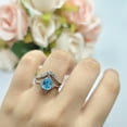 thumbnail image 4 of Art Deco Two Piece Ring Emerald Cut Black CZ 925 Sterling Silver Size 12, 4 of 6