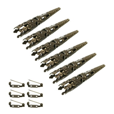 Uxcell 41mm Corsage Decorative Holder Brooch Pin Vase Pocket Boutonnieres Holder with Bar Pins Bronze 6 Pcs