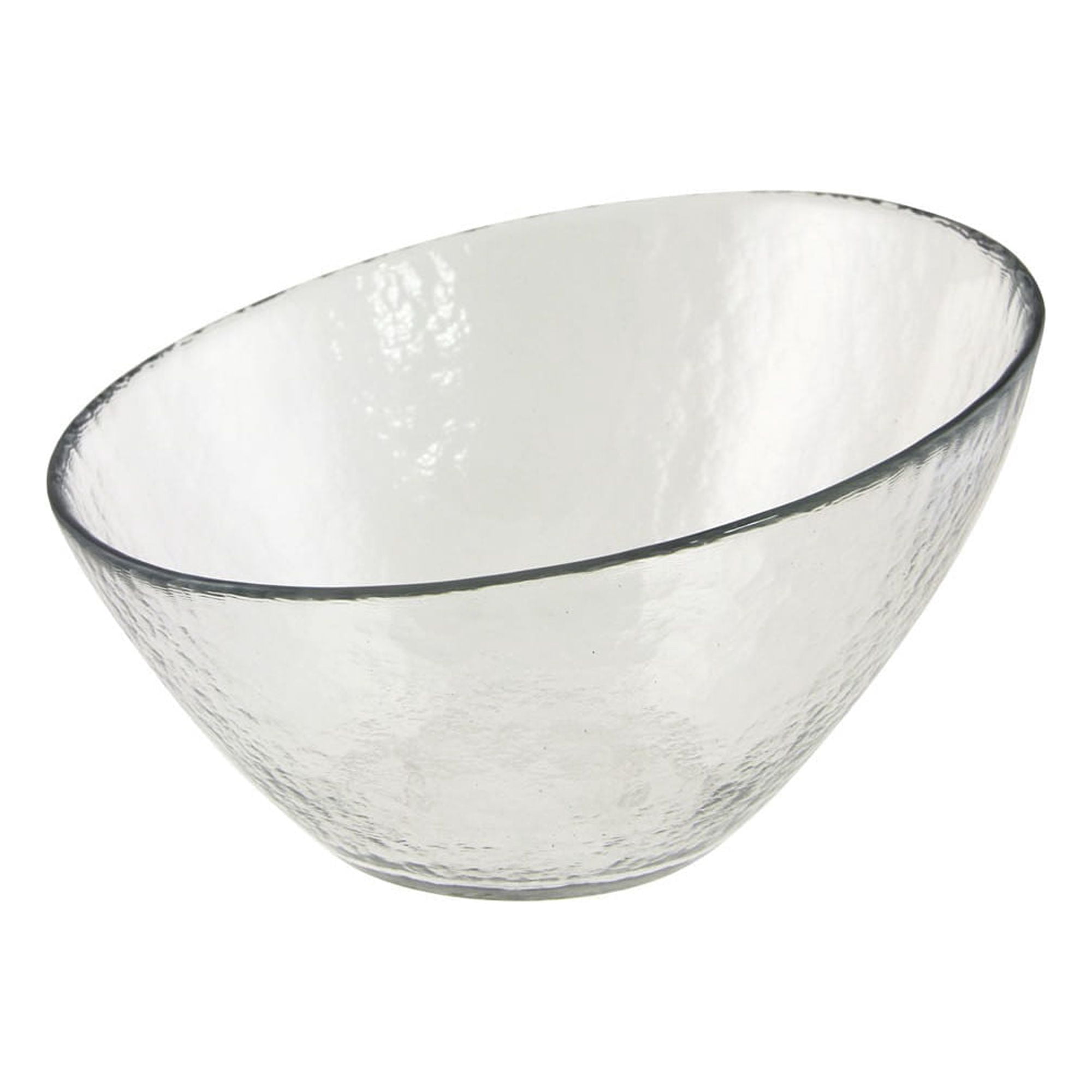 10 Strawberry Street Hammered Glass 7.25" Angled Bowls, Set of 6, Clear