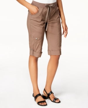 Style Co Drawstring Cargo Shorts Brown 