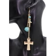 thumbnail image 6 of Women Gold Metal Chain Earrings Set Cross Turquoise Beads Jewelry, 6 of 9