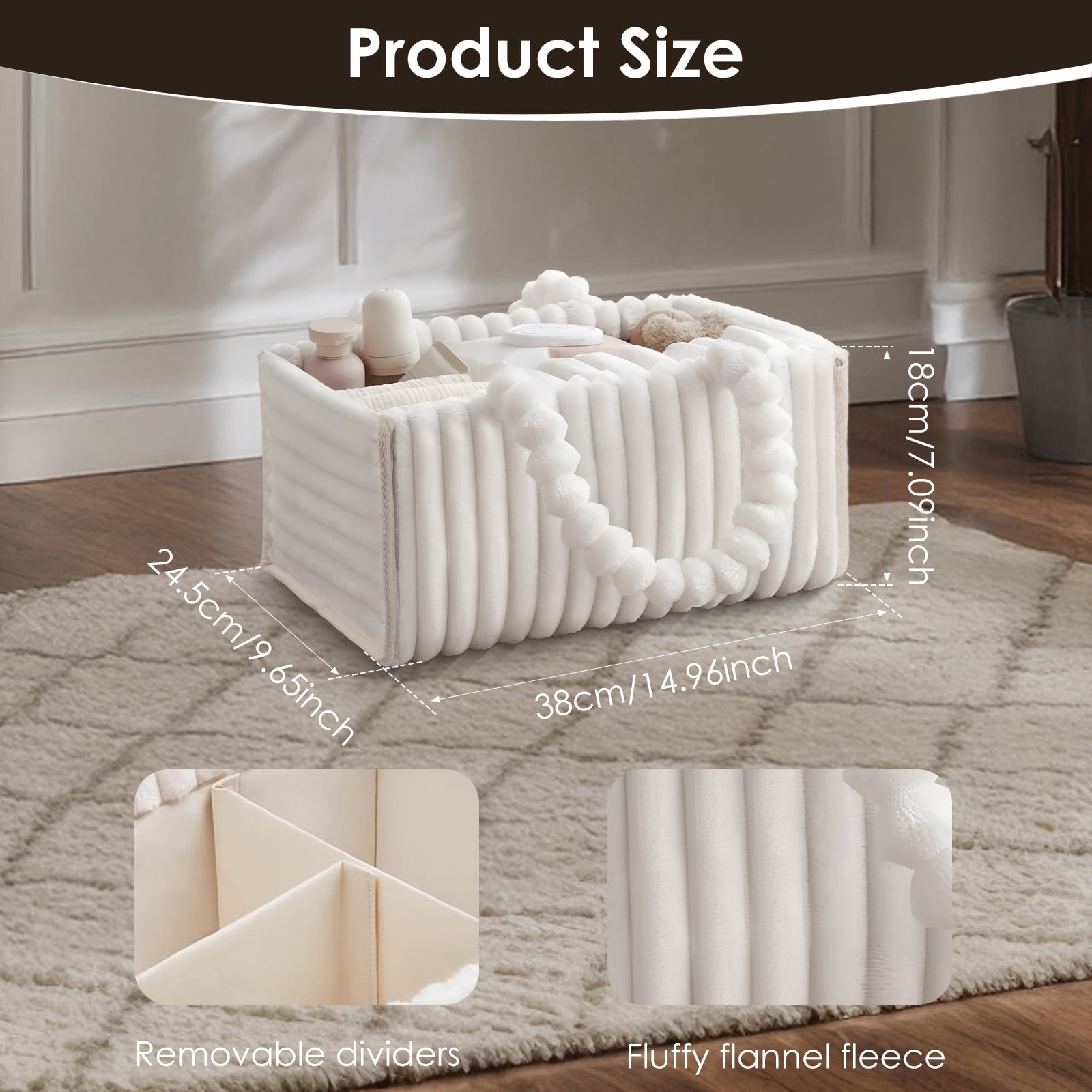 Grusce Diary Flannel Diaper Caddy Organizer, included Gift Packaging, Cozy Nursery Storage Basket, Gift for Baby Shower, Newborn Essentials