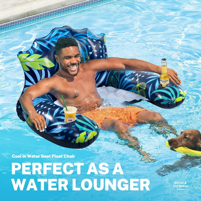 Livhil XL Water Hammock Pool Float Lounger with Adjustable Canopy Ergonomic Swimming Seat Cup Holder for Adults Walmart