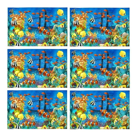 

MKHERT Tropical Coral Reef Fishes Ocean Sea Life Placemats Table Mats for Dining Room Kitchen Table Decoration 12x18 inch Set of 6