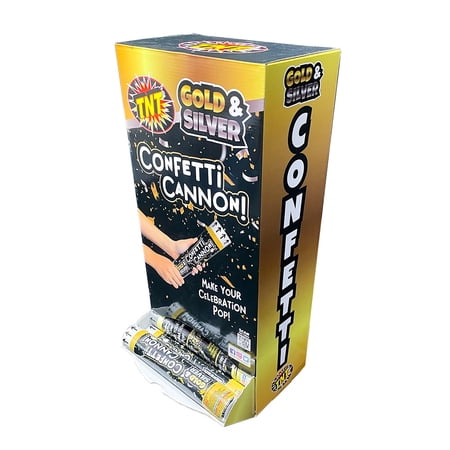 Set of 5 TNT Fireworks, 12 Gold/Silver Paper Confetti Cannon, New Year's