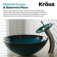 thumbnail image 6 of KRAUS Nature Series Green Glass Bathroom Vessel Sink and Waterfall Faucet Combo Set with Matching Disk and Pop-Up Drain, Satin Nickel Finish, 6 of 8