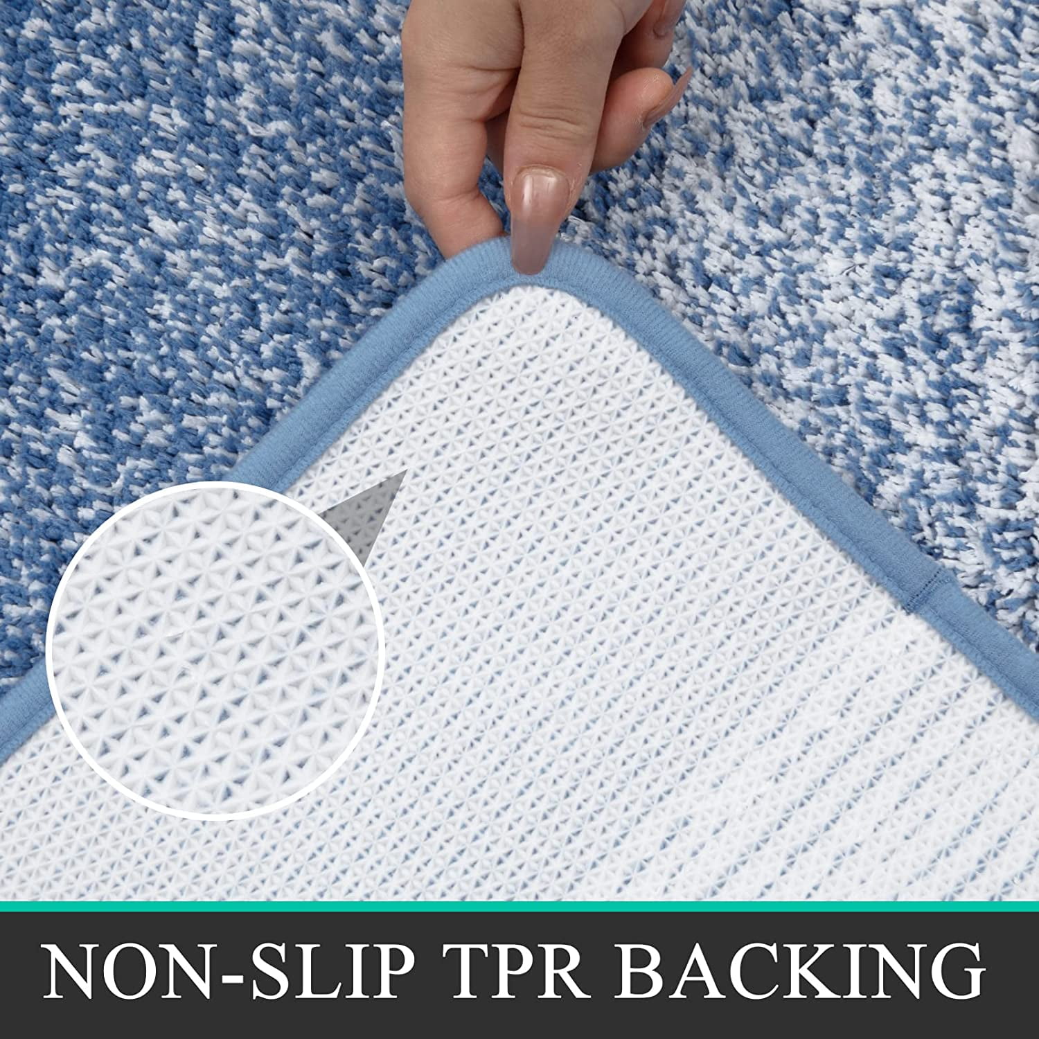 Bathroom Rugs, Yamaziot Bath Mat Set of 3, Absorbent Microfiber Non Slip Shaggy Ultra Soft Bathroom Runner with U Shaped Contour Toilet Mat for Tub Front, Shower Inside Floor