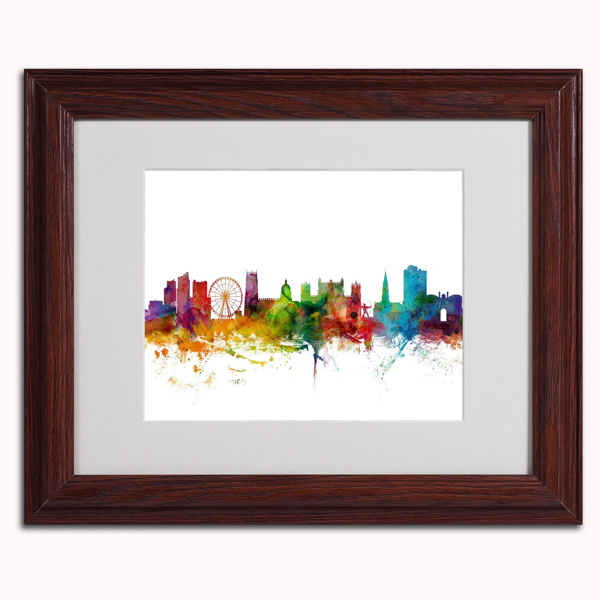 Trademark Fine Art "Nottingham England Skyline II" Canvas Art by Michael Tompsett, Wood Frame