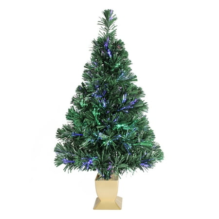 Holiday Time Tinsel Fiber Optic Concord Christmas Tree 32 in,