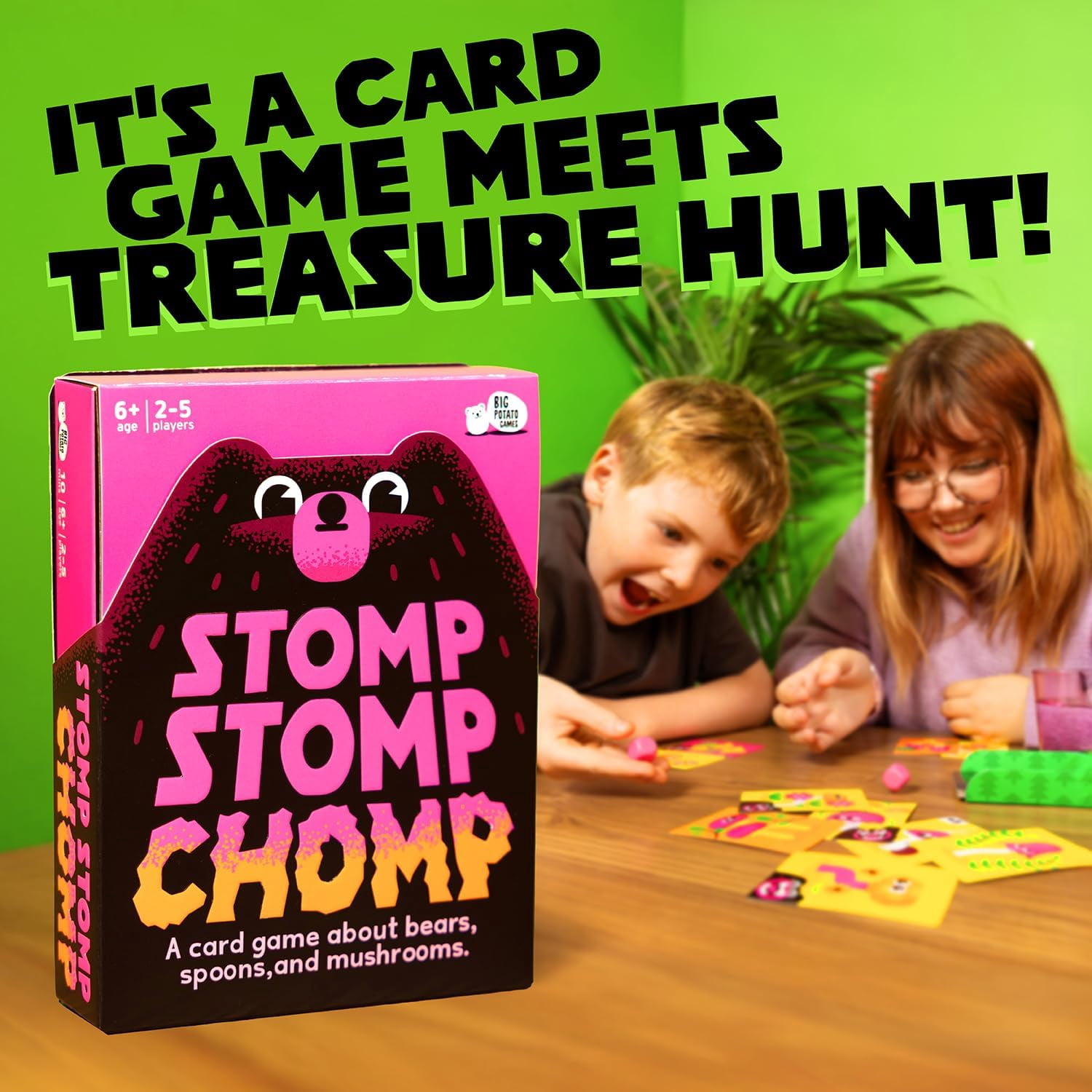 Big Potato Games Stomp Stomp Chomp Family Card Game for Kids 6+ (Walmart Exclusive)