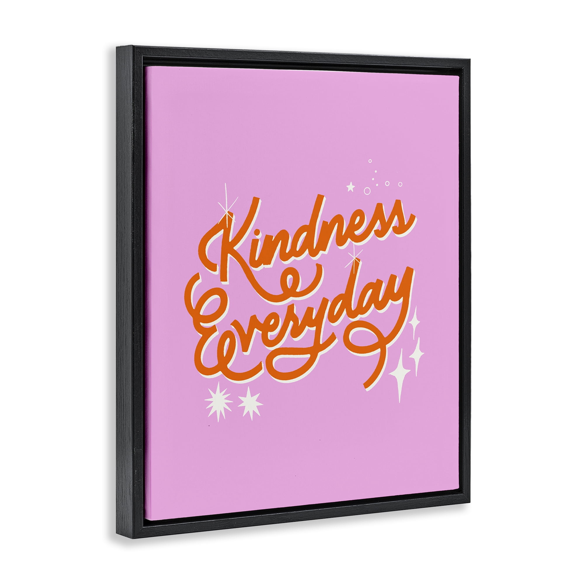 Stupell Industries Cursive Kindness Everyday Black Framed Floater Canvas Wall Art, design by Indira Prieto | IndySign