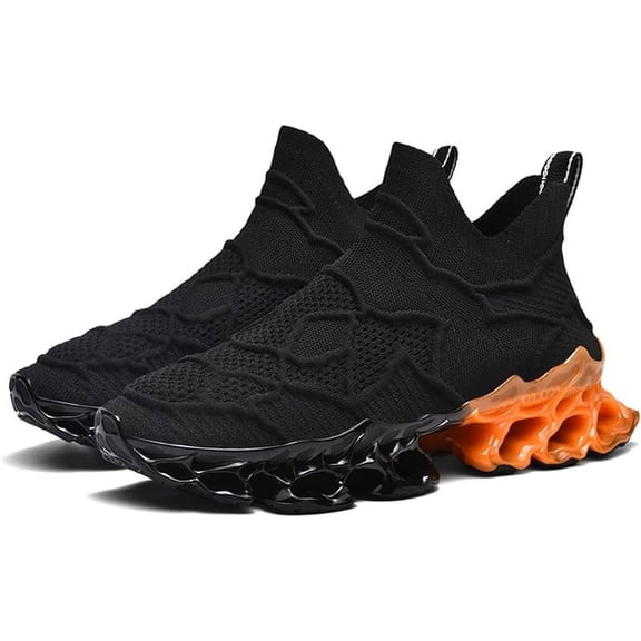 Mens Slip on Loafers Walking Tennis Shoes Laceless Running Blade Sneakers Mesh Trail Jogging Casual Athletic Black