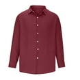 thumbnail image 5 of Amtdh Men's Slack Shirt Cotton Linen Long Sleeve Lapel Classic Button Down Dress Shirt for Men Casual Soft Fitting Lightweight Blouses Mens Cool Tops Wine_Cool S, 5 of 6