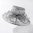 thumbnail image 4 of TRUBKH Women's organza hat Dressy Hats fancy hats Packable Wide Brim Hats chapeau pour femme Bowler Hat Tea Party Wedding Hat church hats kentucky derby hats for women vintage hats Gray One Size, 4 of 9