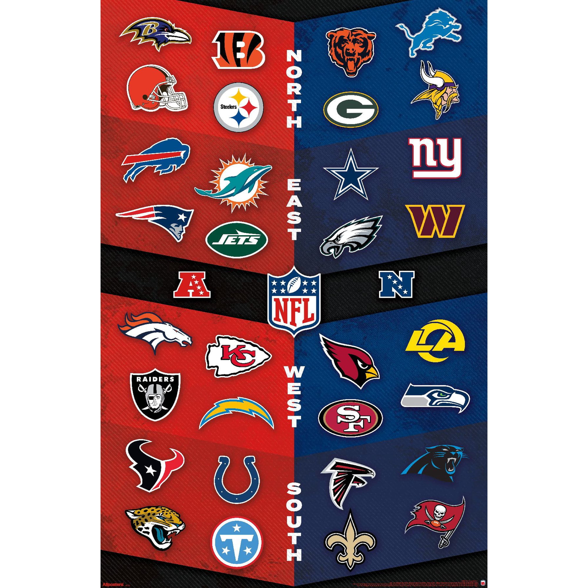 NFL League - Logos 26 Wall Poster, 22.375" x 34"