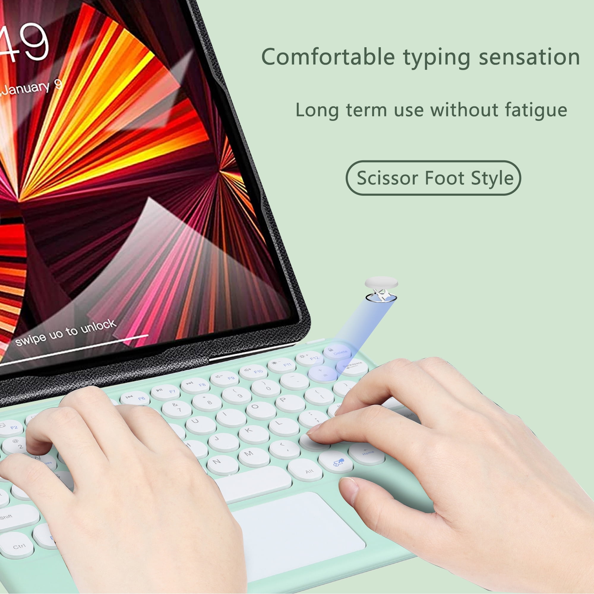 PloutoRich 10 inch Bluetooth Keyboard with Touchpad, 78 Keys Magnetic Wireless Keyboard, Ultra-Slim Rechargeable Wireless Keyboard for Laptop Tablet Computer