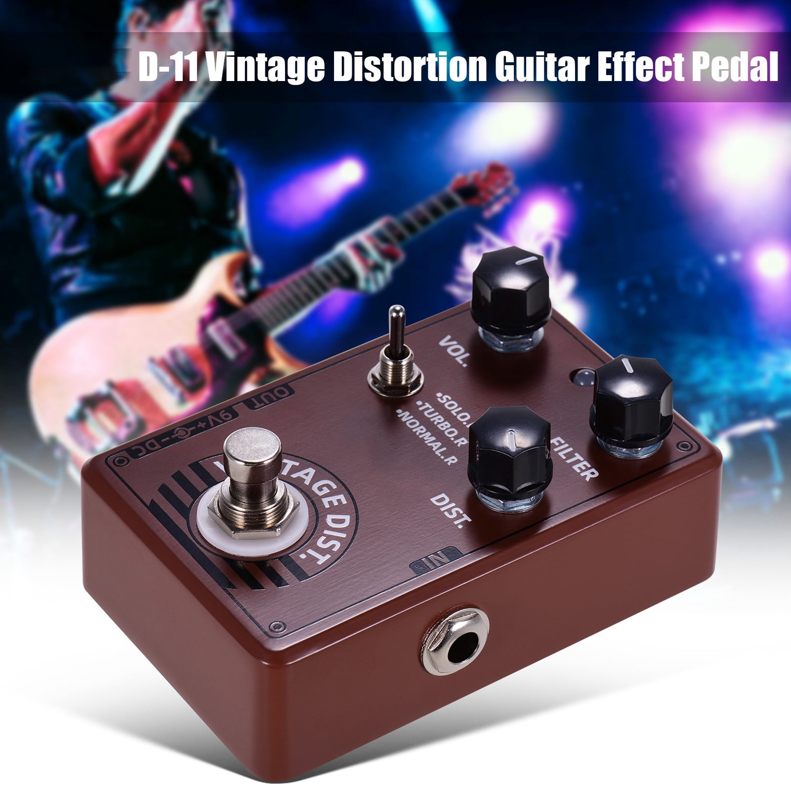 Elowen Effect Pedal Control D-11 Vintage Distortion Guitar Effect Pedal with Volume Filter and Distortion Controls True Bypass Design for Electric Guitar