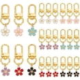 thumbnail image 1 of 24 llaveros de flores esmaltadas de 6 colores, dijes florales de aleación colgantes con cierres giratorios de aleación, colgantes para bolsos de coche, adornos colgantes., 1 of 6