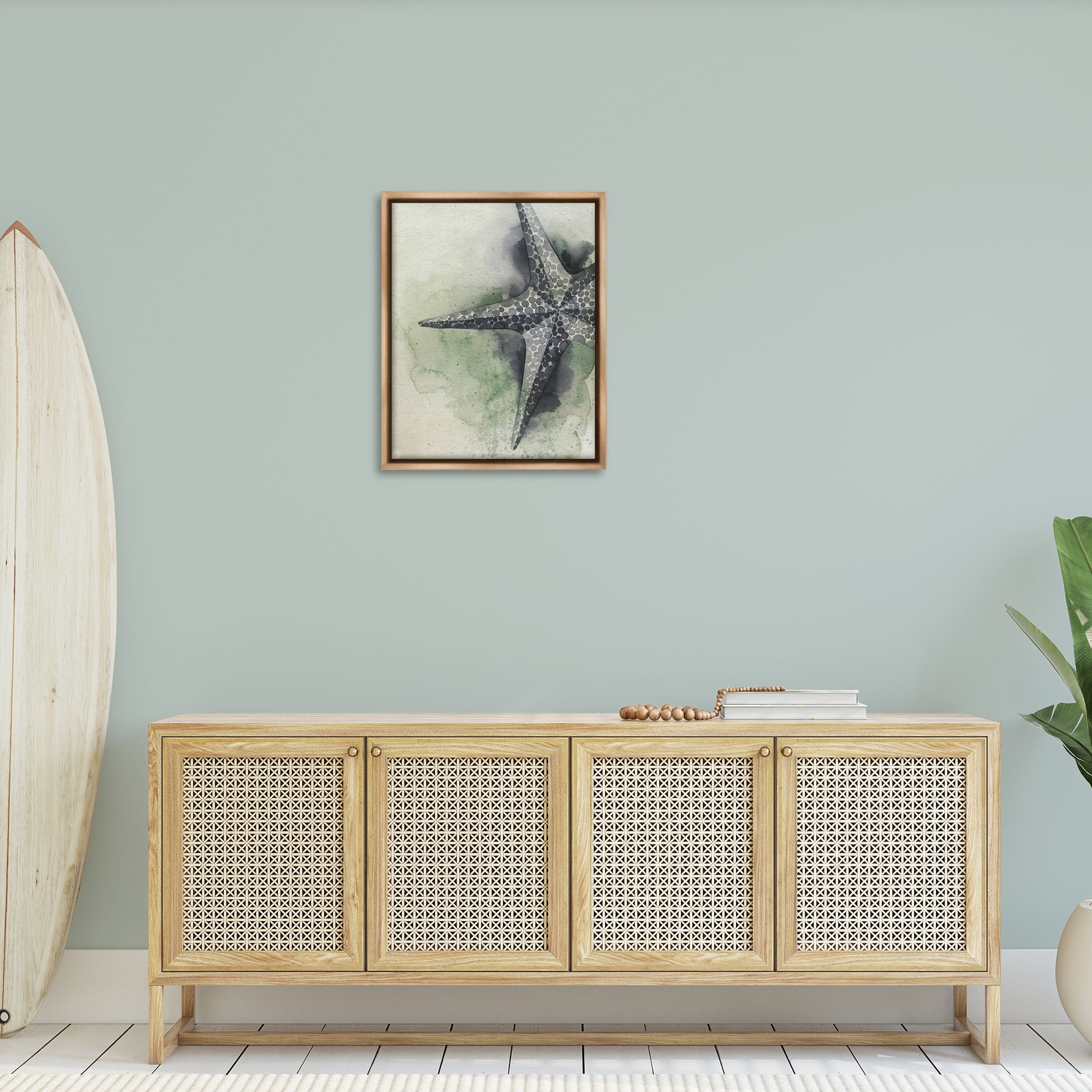 Stupell Industries Spotted Grey Starfish Animals & Insects Painting Brown Floater Framed Canvas Art Print Wall Art, 25 x 31