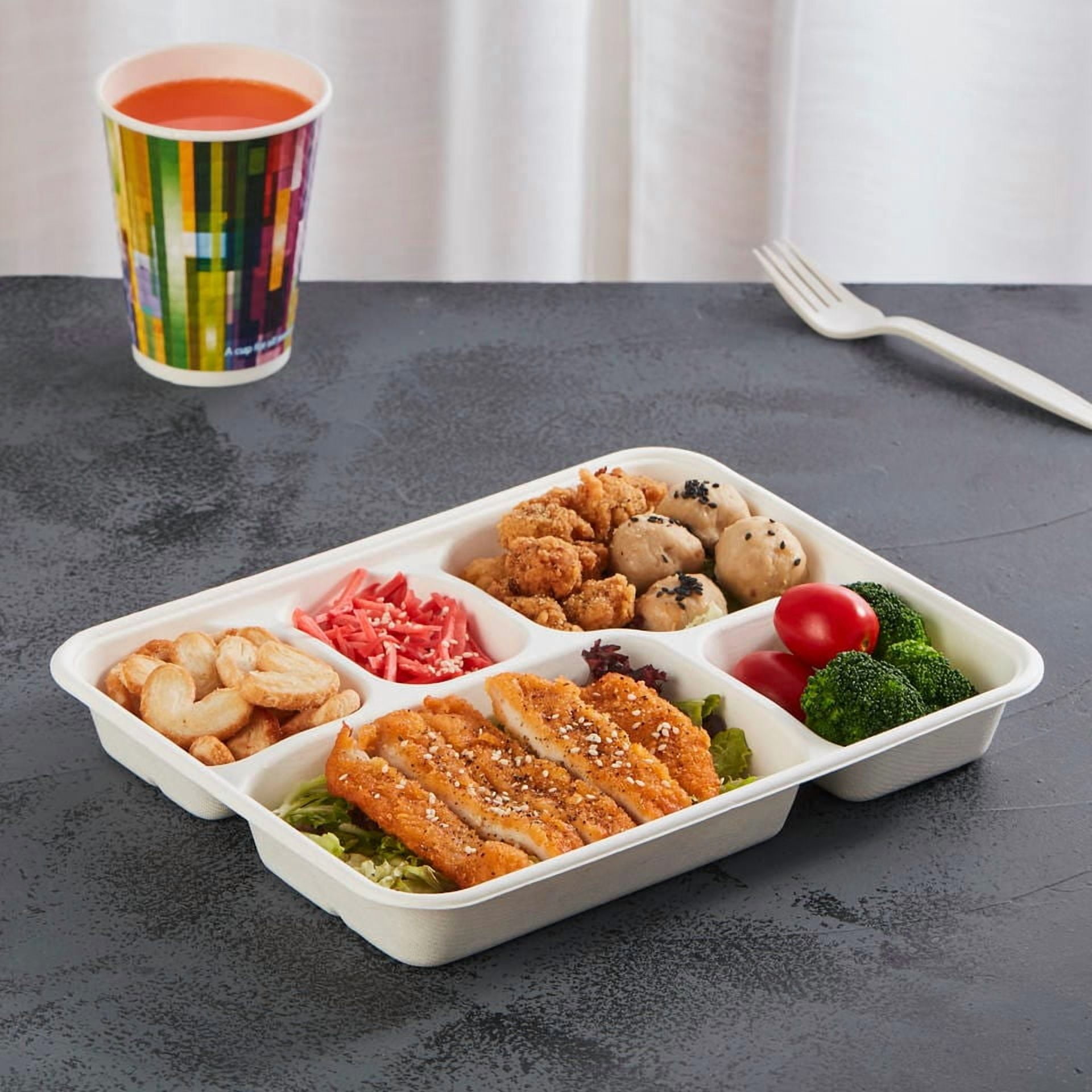 Verka Go4Green Plateaux Bagasse 5 Compartiments 80 pièces