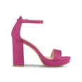 thumbnail image 3 of BLISSFUL STEP Women's Shoes Faux Suede High Chunky Heel Platform Ankle Strap Open Toe Sandals Hot Pink 7.5, 3 of 7