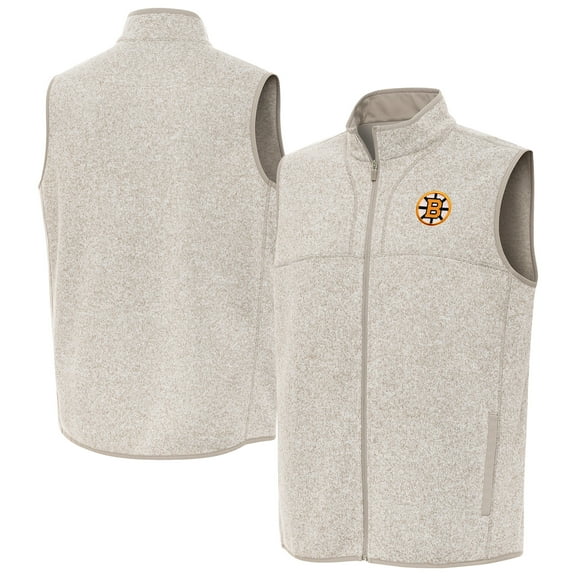 Men's Antigua Oatmeal Boston Bruins Fortune Full-Zip Vest