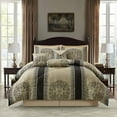 thumbnail image 5 of Grand Avenue Medallion 7 Piece Black Gold Comforter Set, King Size Jacquard Bedding, All Season Bedding Set, Bed Skirt, Pillows & Shams, 5 of 7