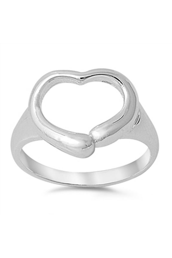 High Polish Heart Promise Purity Ring .925 Sterling Silver Band Jewelry Female Male Unisex Size 9