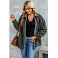 thumbnail image 2 of Women's Gray Corduroy Trim Elbow Patch Sherpa Jacket - [ZhiHiMeRi] | (US 4-6)S,Gray, 2 of 12