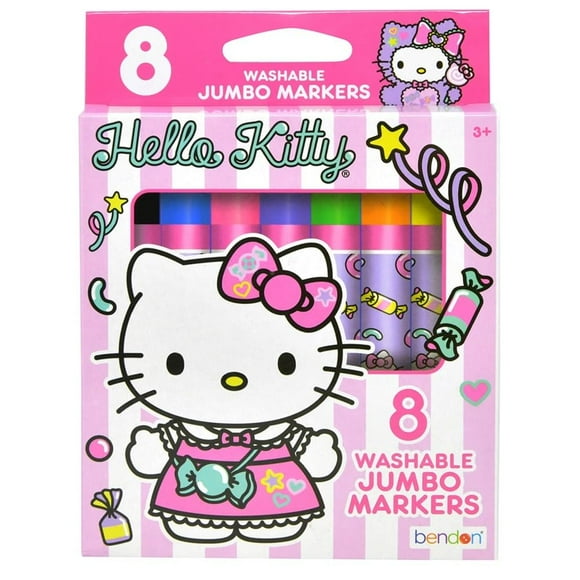 Marcadores gigantes lavables Bendon Hello Kitty, 8 unidades