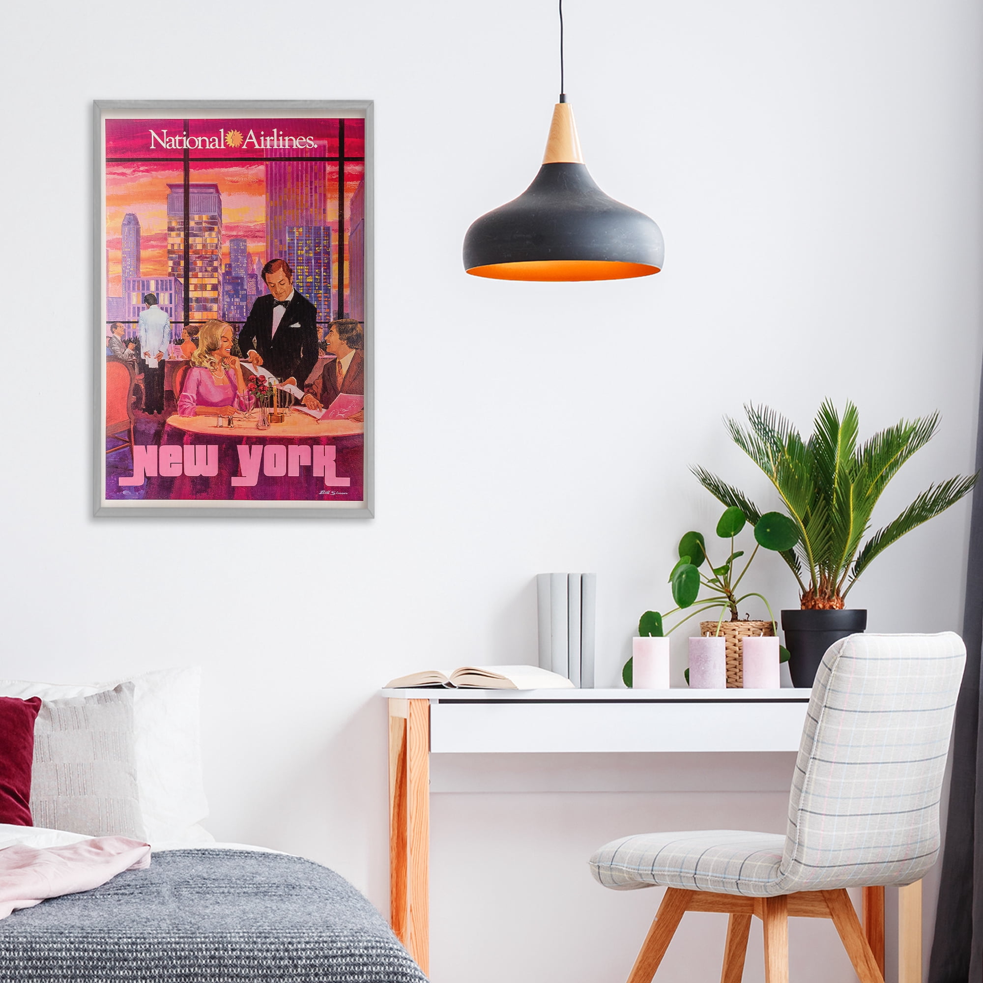 Stupell Industries Vintage New York Dining Gray Framed Giclee Art, design by Vintage Posters