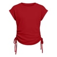 thumbnail image 2 of YunPes Girls Shirts Side Ruched Short Sleeve Crewneck 𝐅itted Tops Casual Summer Soft Tee Clothes 6‐15 Years Yoga Dance Streetwear, 2 of 4