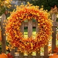 thumbnail image 7 of 18In Artificial Fall Wreath with Maple Leaves and Pumpkins, Thanksgiving Harvest Door Hanging Garland, Autumn Simulation Wreath for Front Porch Wall Decor, 7 of 7