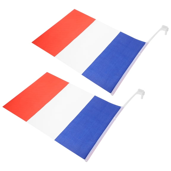 LEORX 2Pcs Multi-Colored Car Flag for France Party 17.7x11.8in Polyester