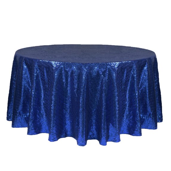 Your Chair Covers - 132 Inch Round Glitz Sequin Tablecloth Navy Blue