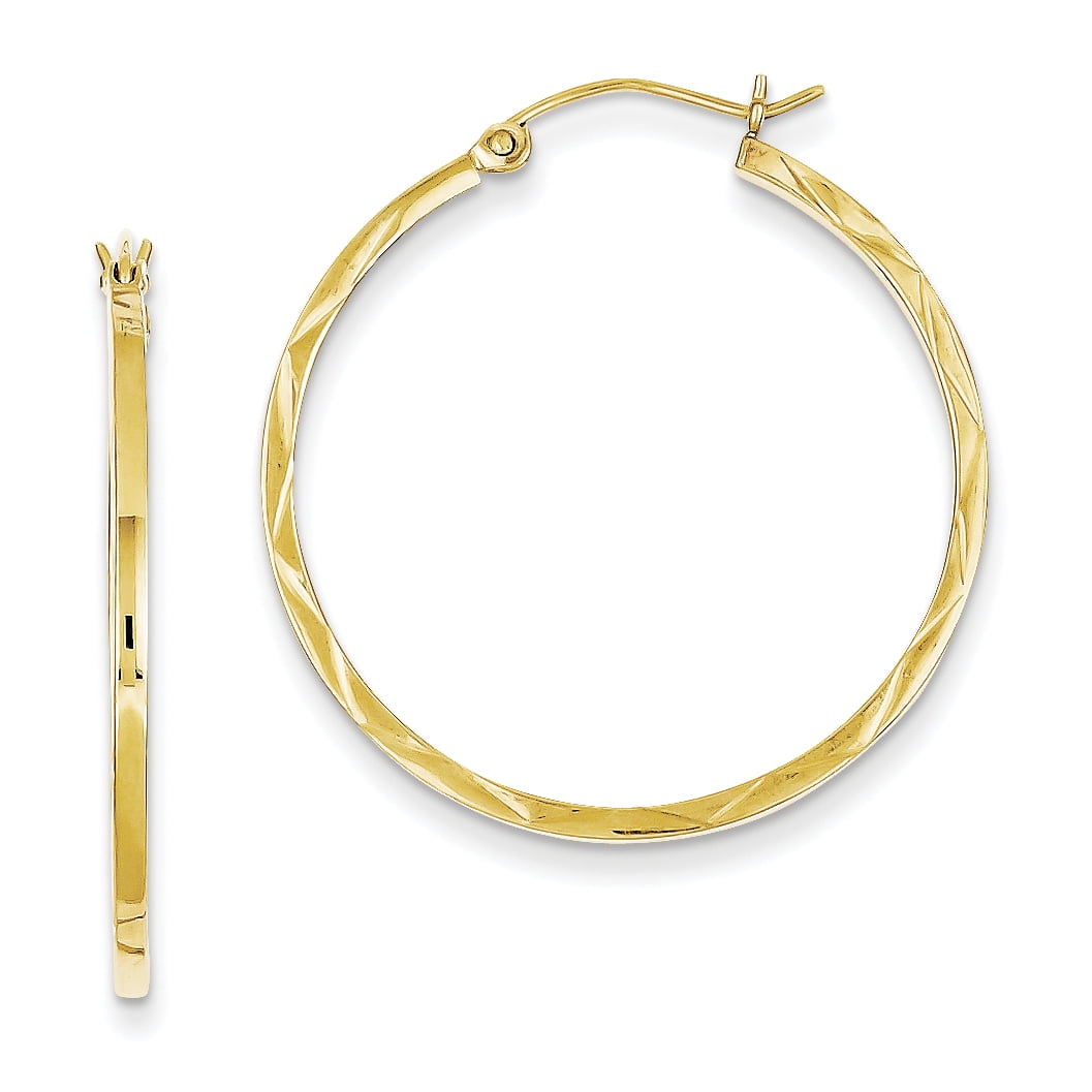 Beautiful 10K 1.5x30mm Diamond Cut Hoop Earrings Beautiful 10K 1.5x30mm Diamond Cut Hoop Earrings