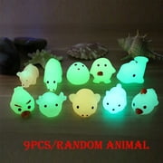 Dicasser 9pcs Mochi Animal Squishies Toys Glitter Glow in the Dark Stress Relief Party Favor Toys Easter Eggs Stuffer