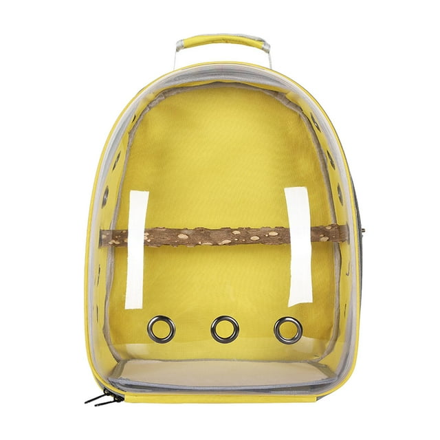 Bird Carrier Bag Pet Backpack Parrot Cage Transparent Cover Yellow